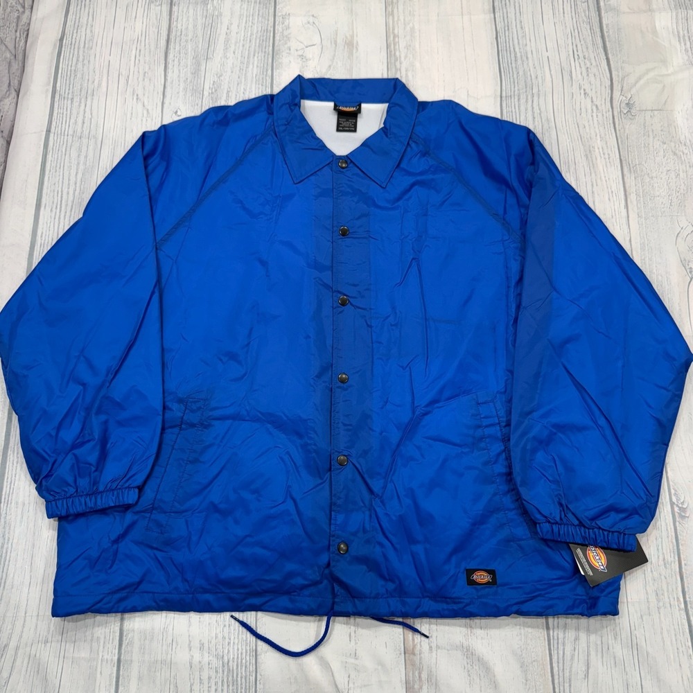 NWT Dickies Nylon Snap Jacket 3XL Blue Durable Water‎ Resistant Mens